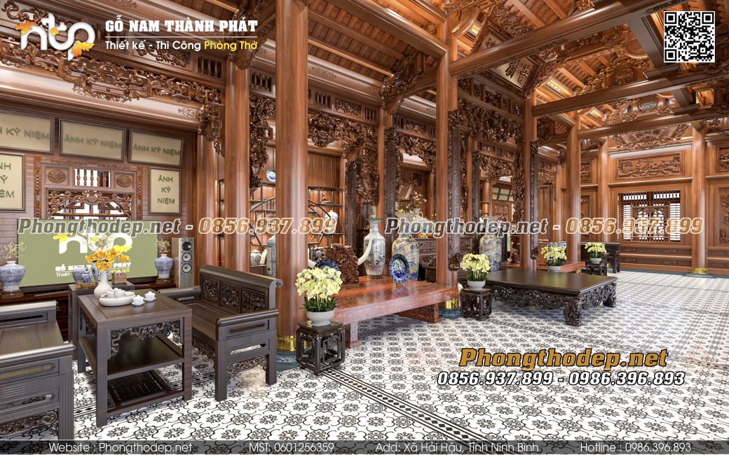 Nhà gỗ 5 gian thông đẹp, sang trọng